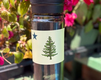 Alan Claude 1901 Maine Flag Sticker | Waterproof Vinyl Sticker Sheet | Vintage Pine Tree Design | Maine Made Decal