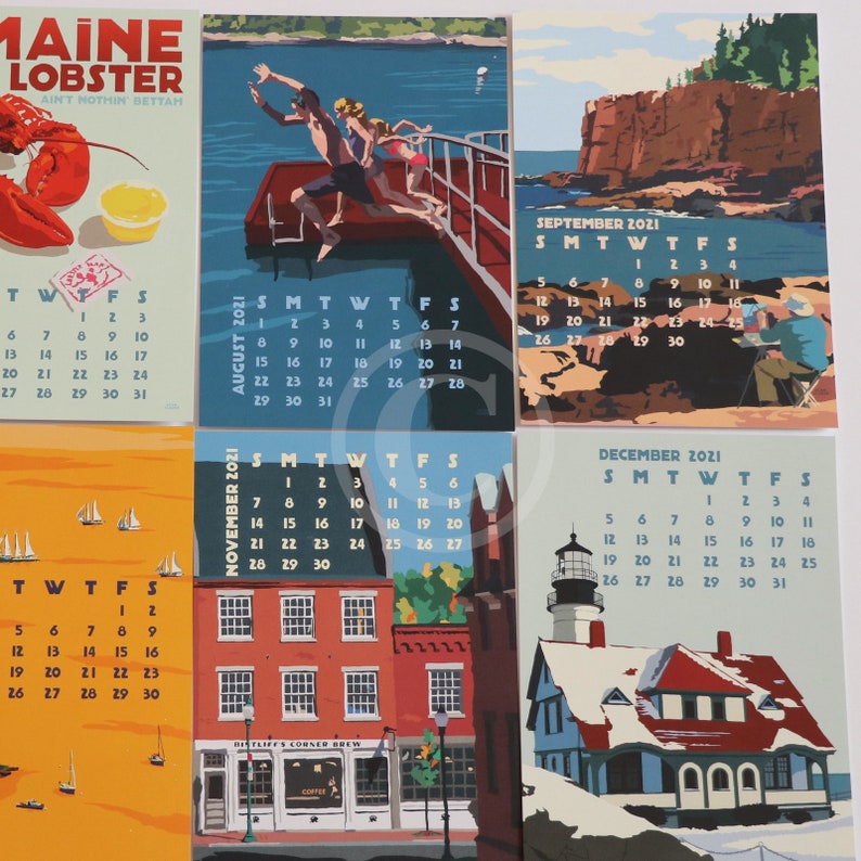 2021 POSTER Art Calendar 11x14 Retro Vintage Art Style By Etsy