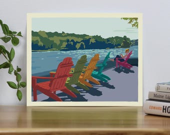 Summer Chairs (Horizontal) Art Print 8" x 10" Wall Poster By Alan Claude