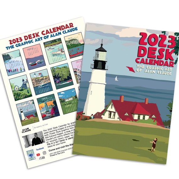 2023 DESK Art Calendar 5x7 Retro Vintage Art Style by Maine - Etsy