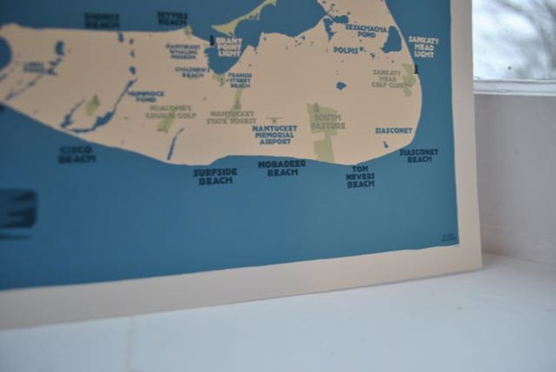Nantucket Map Art Print 8 x 10 Travel Poster By | Etsy