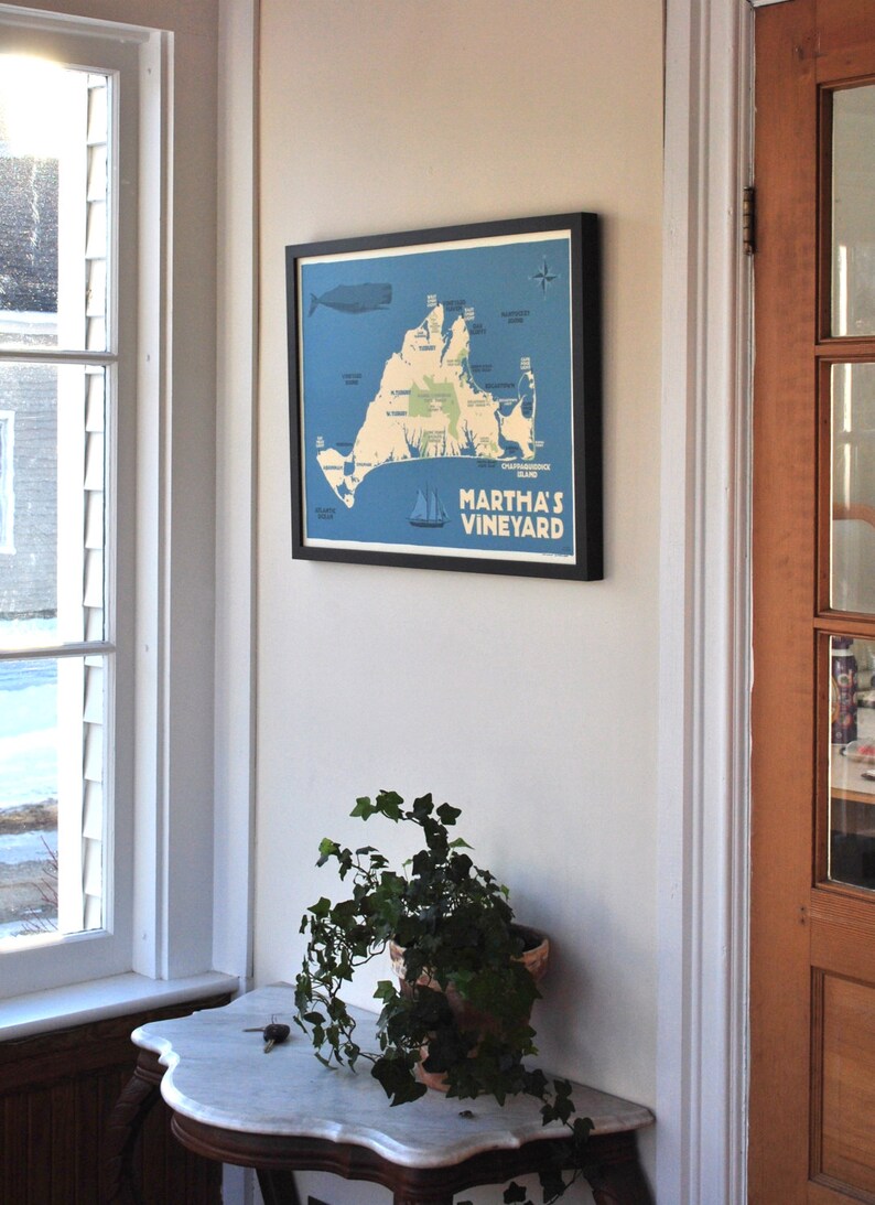 Martha's Vineyard Map Art Print 18 X 24 Framed Etsy