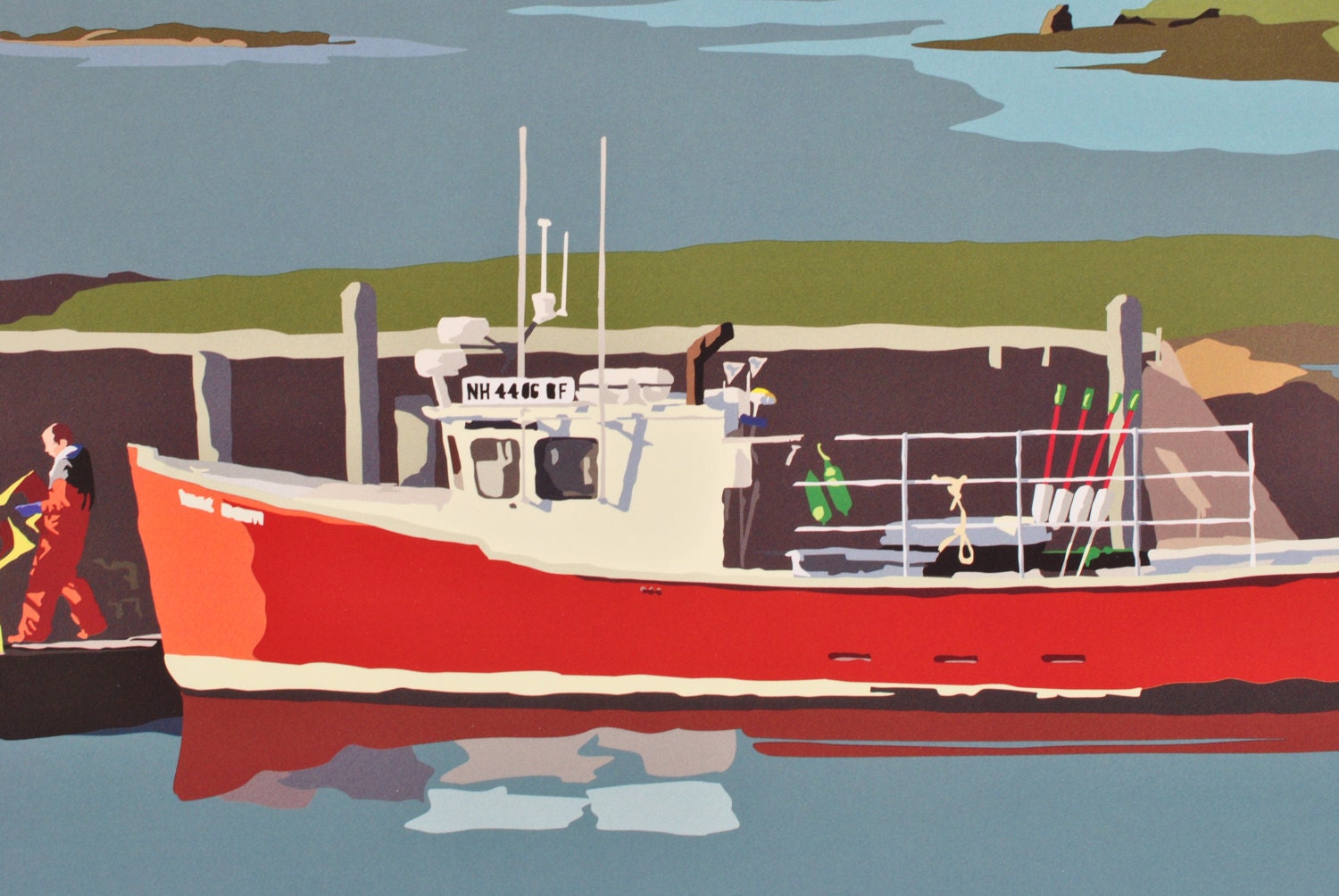 Red Lobster Boat Art Print 8 X 10 Wall Poster by Etsy Australia