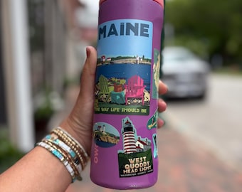 Alan Claude Ram Island Maine Sticker | Waterproof Vinyl Sticker Sheet | Travel Poster Design | ME The Way Life Should Be | Maine Made Decal