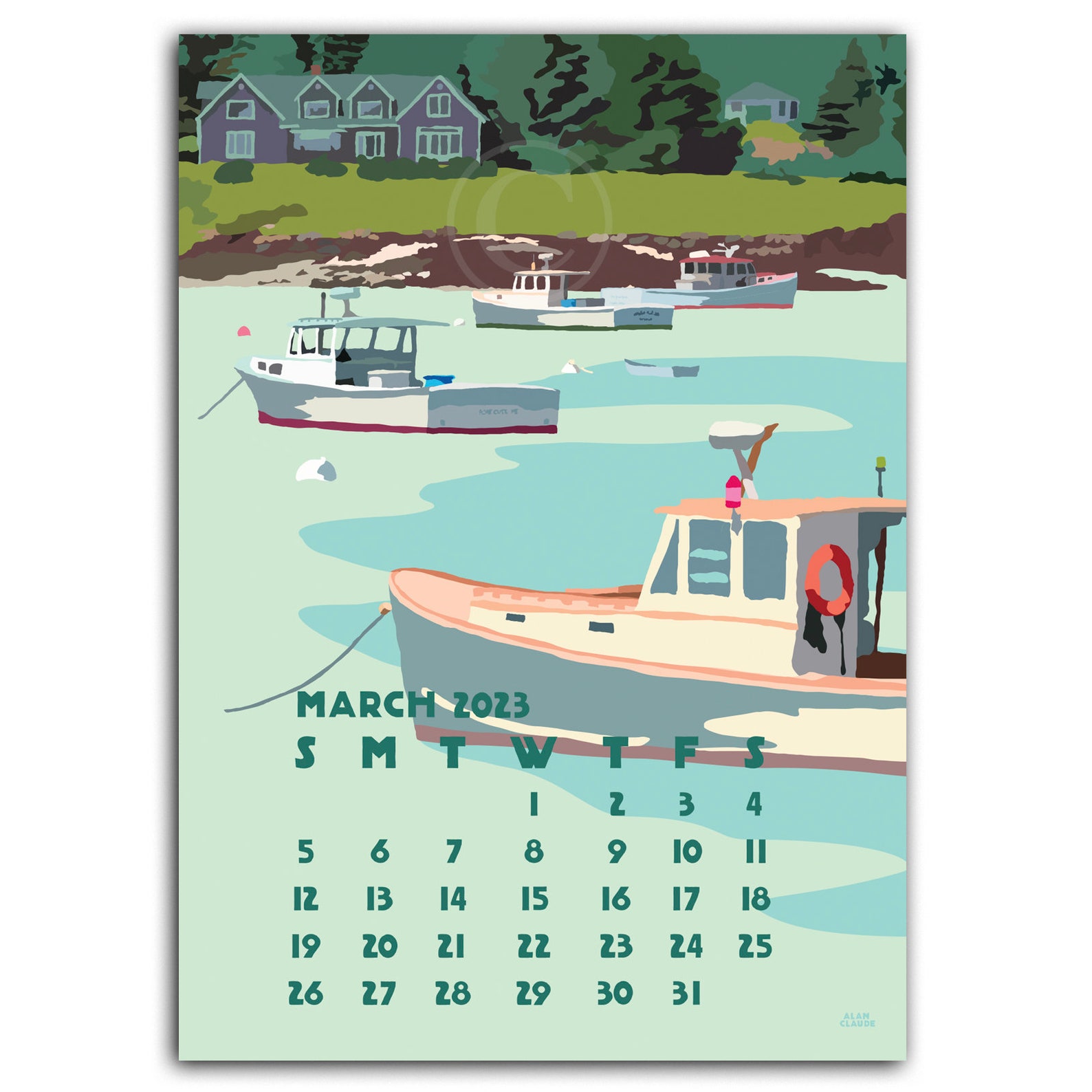 2023 DESK Art Calendar 5x7 Retro Vintage Art Style by Maine Etsy