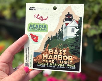 Acadia National Park Sticker Set by Alan Claude | Bass Harbor, Maine Lighthouse