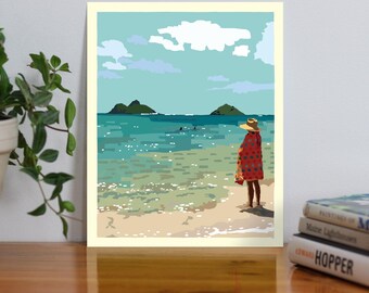 Twin Island Peace Art Print 8" x 10" Wall Poster By Alan Claude - Kailua, Hawaii