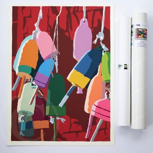 Lobster Buoys Art Print 18&quot; x 24&quot; Wall Poster By Alan Claude - Maine