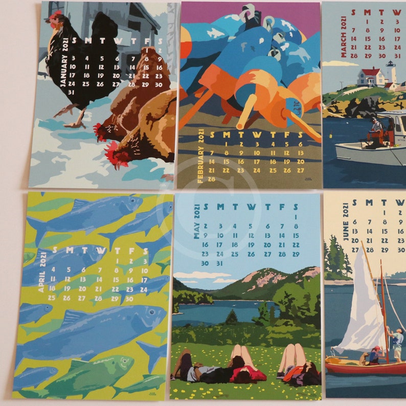 2021 POSTER Art Calendar 11x14 Retro Vintage Art Style By | Etsy