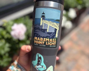 Alan Claude Marshall Point Light Sticker | Waterproof Vinyl Sticker | Travel Style Sticker | Port Clyde Lighthouse | Maine Made Decal