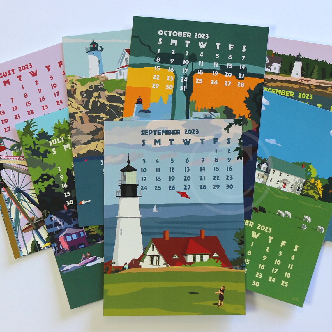 2023 DESK Art Calendar 5x7 Retro Vintage Art Style by Maine - Etsy