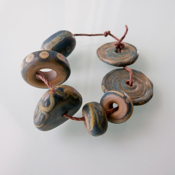 Destash Sale! Artisan Handmade Lampwork Glass Bead Set "Ancient Talisman Collection" Beading Jewellery Projects, Earring Pairs
