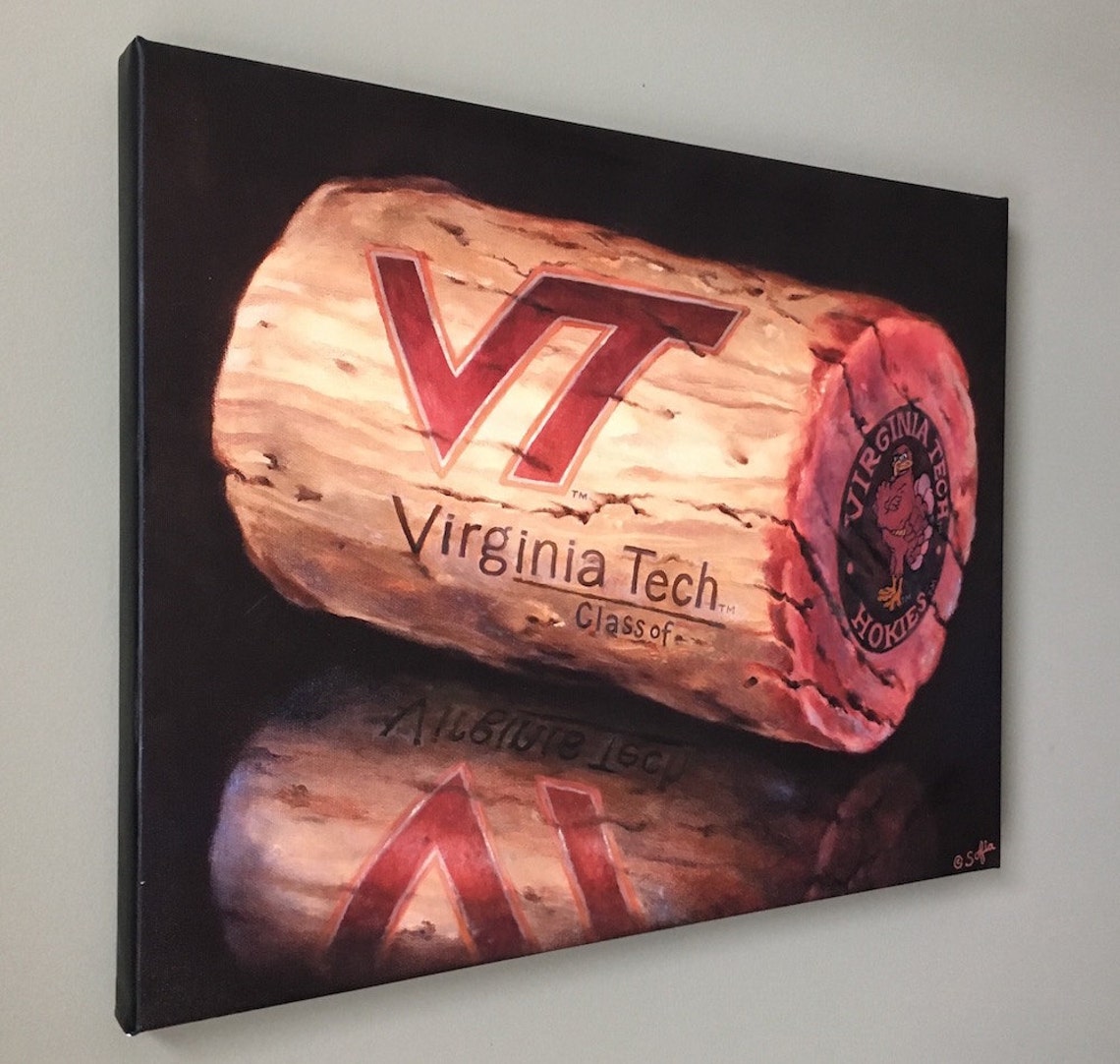 Virginia Tech Print of Wine Cork with Logo & Your Graduation Etsy