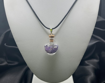 Amethyst Heart Necklace - Intention Spell Jar - Peace - Cleansing - Grounding - Calm