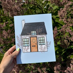 Dream Cottage Print: Summer Daydreaming Art (8x10)