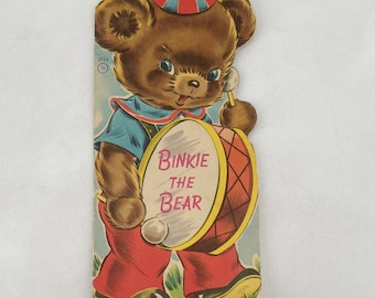 Vintage 1949 Binkie the Bear Children's Storybook Paperback Picture Book Die Cut 2954 USA Whitman Publishing Company