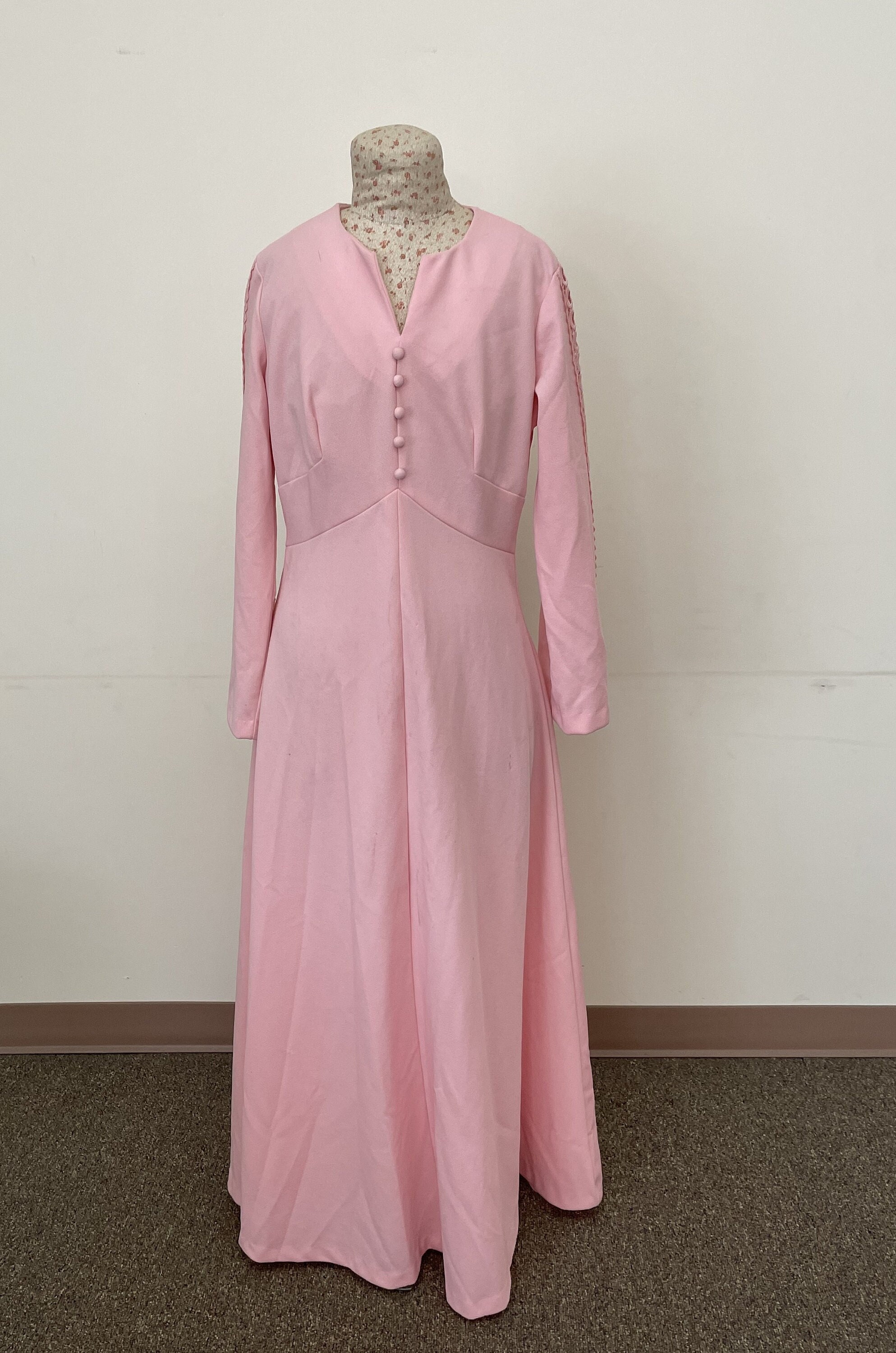 Vintage 1960s Toni Todd Pink Crepe Mod Evening Formal Dress With