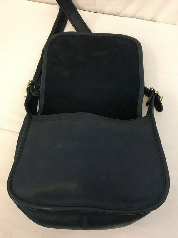 Vintage Coach Navy Blue Leather Classic NYC Flap Shou… Gem