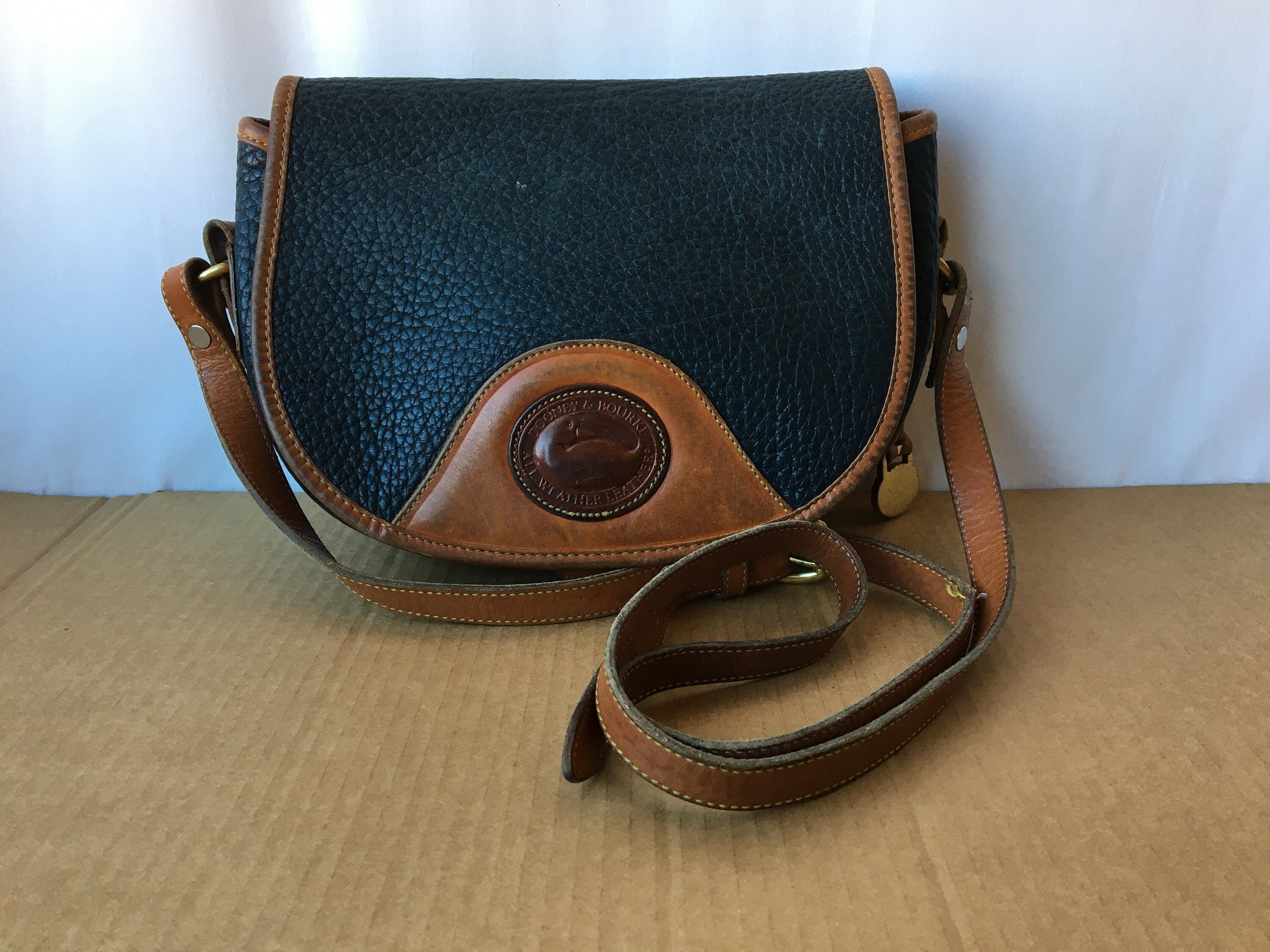 Vintage Dooney & Bourke Pebbled Leather Flap Shoulder Handbag - Sale