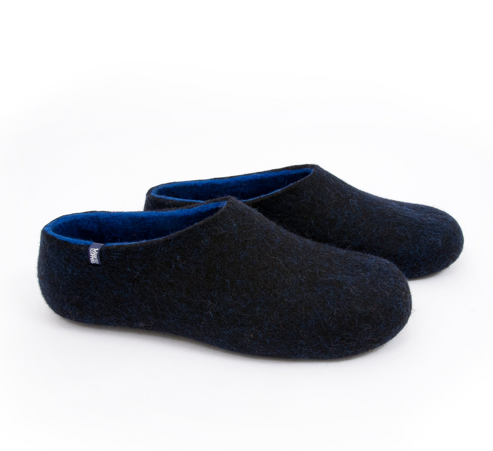Slippers for Men Felted Wool Slipper Clogs Black & Blue | Etsy