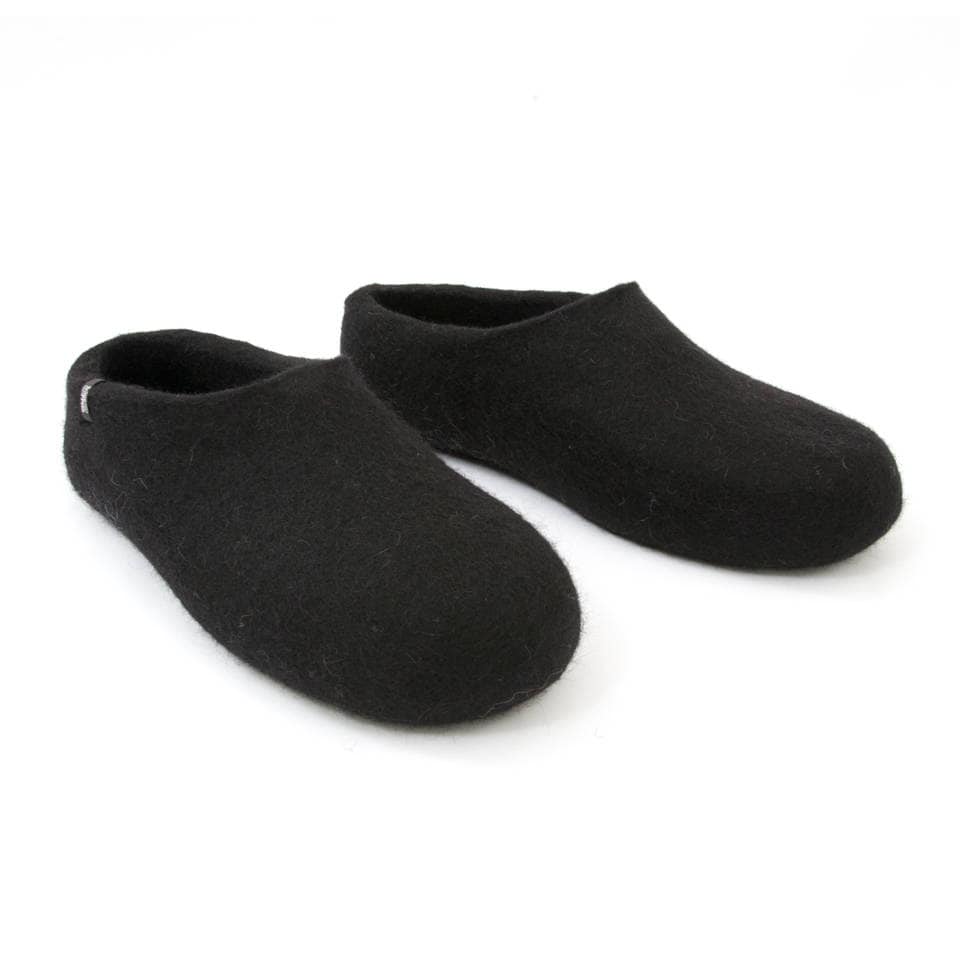 Men's Felt Wool Slippers Black Slippers or Dark Red | Etsy