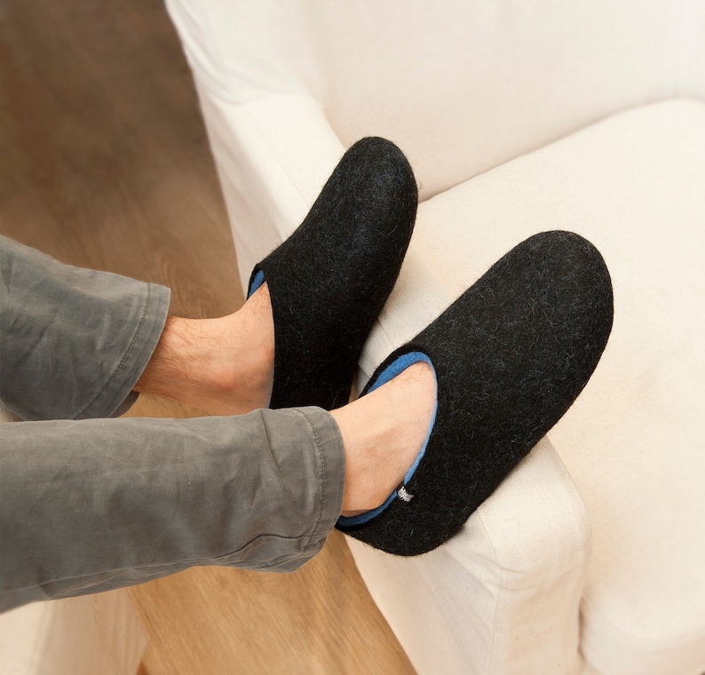Wool Bedroom Slippers Wool Clogs Unique Gift For Men Mens House Shoes Warm Comfortable Slippers Best Slippers Lovely Gift For Husband