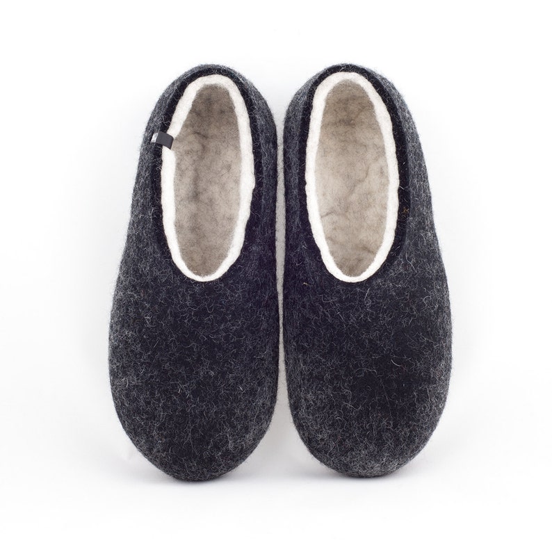 Men's eco friendly felted slippers BLACK and natural Etsy