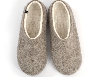 Organic indoor shoes, Felted Wool Slippers for men, Wool clogs, Eco friendly house slippers, Grey slippers, cool slippers mens felt slippers