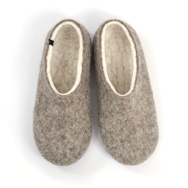 Organic indoor shoes, Felted Wool Slippers for men, Wool clogs, Eco friendly house slippers, Grey slippers, cool slippers mens felt slippers