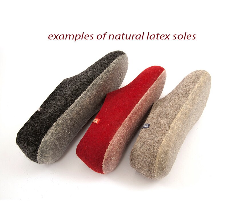 Wool Felt Slippers for Men, Organic Grey Slippers, warm home shoes with merino wool lining image 6