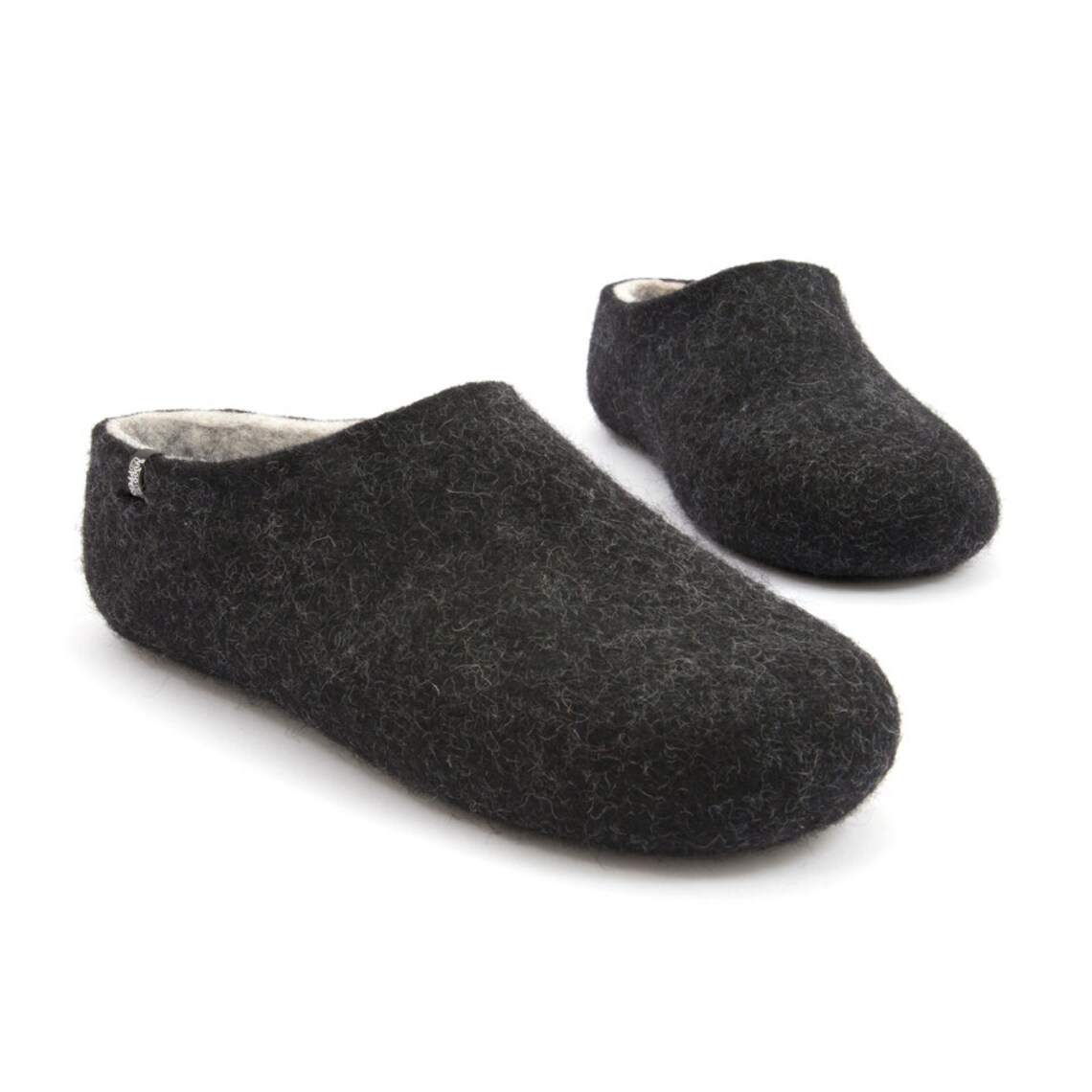 Men's Eco Friendly Felted Slippers BLACK and Natural Etsy