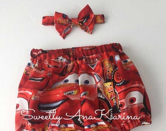 Ref"107-Lightning McQueen Boys Cake Smash - 1st. Birthday Outfit - Diaper Cover/Bowtie/Suspenders/Hat - Sizes 9M to 24M -  Ready to Ship.