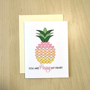 You are Pining My Heart Ananas-wenskaart | Leuke fruitliefdeskaart voor een langeafstandsrelatie | Missing You-verjaardagskaart