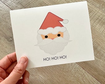 Santa Christmas Greeting Card - Ho Ho Ho | Funny Xmas Card | Cute Happy Holiday Card for Kids Friends | A2 Blank Card