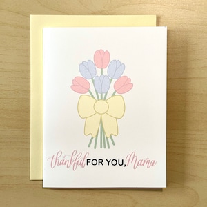Merci pour vous bouquet de tulipes de maman carte de vœux | Jolie carte de fête des mères pour maman | carte de remerciement fleurie pour maman | Carte vierge A2