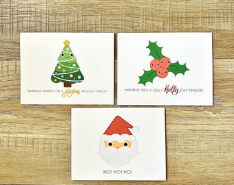 Niedliche Weihnachtskarten 3er Set | Festliche Feiertags-Cheers-Gruß-Karten-Pack | Sortierte Weihnachtskarten für Familie, Freunde | A2 Blanko-Karte