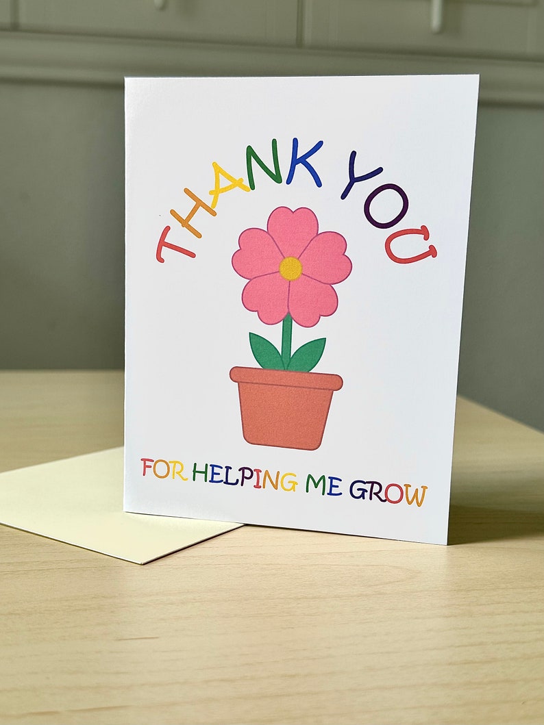 Thank You for Helping Me Grow Teacher Appreciation Card | Cute Flower ...