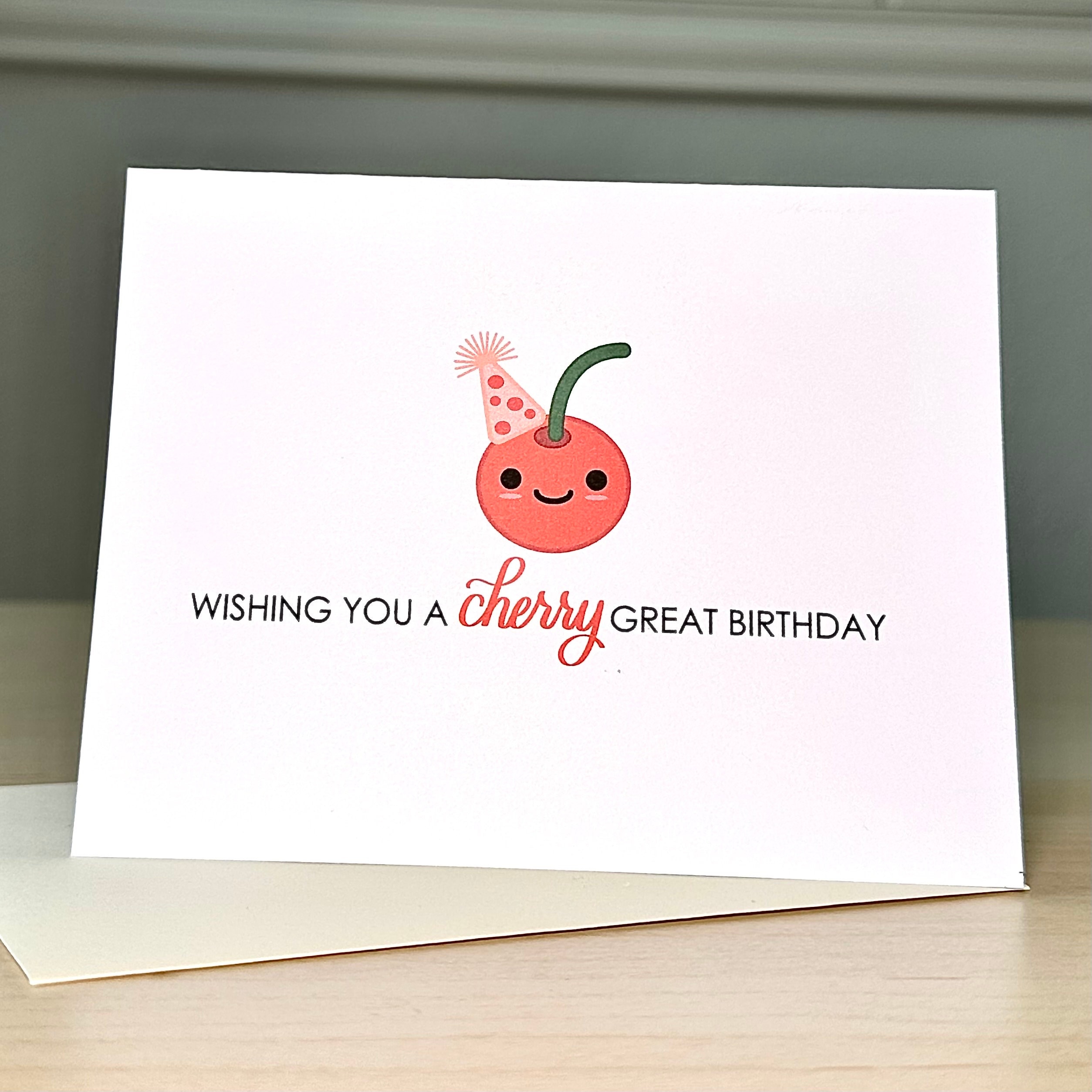 Cherry Pun Birthday Greeting Card | Wishing You Cherry Great Bday ...