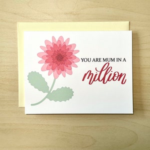 Tarjeta de felicitación con crisantemos rosados para mamá en un millón / Tarjeta del día de la madre para mamá / Tarjeta de cumpleaños para mamá / Tarjeta de agradecimiento para la abuela
