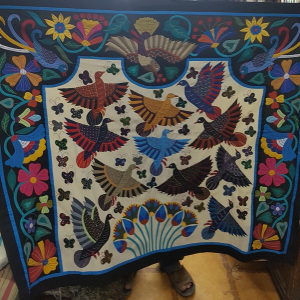 Fabulous and Ancient Floral Ducks w awesome butterflies Design-Master-Tentmakers of Cairo-Piece was stitched on Canvas.