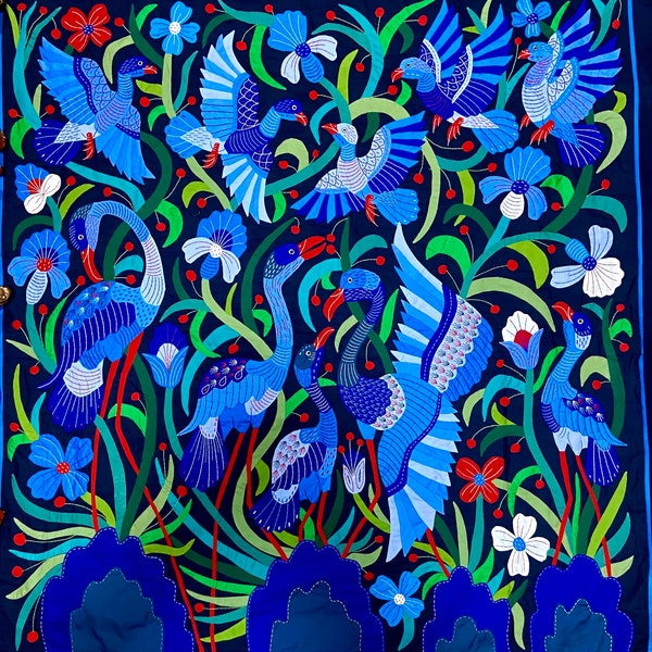 Mohamed Ebrahem, Splendid Blue Cranes, This unique piece by Tentmakers of Cairo