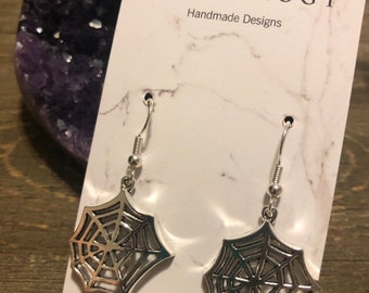 Spider Web Halloween Dangle Earrings