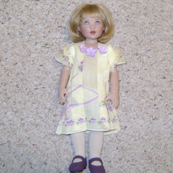 Handmade Vintage HANKY Dress Fits Kish BITTY BETHANY or Other 10-11 inch dolls!  Unique look!
