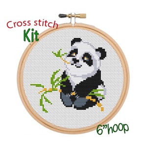 Panda Cross Stitch Kit. Funny Little Panda Cross Stitch Kit. Animal Cross Stitch. Home Décor Beginner&#39;s Cross Stitch Pattern.