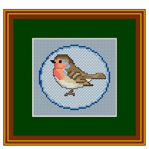 Robin Bird Cross Stitch. Spring Pattern. PDF Chart. Instant Download.