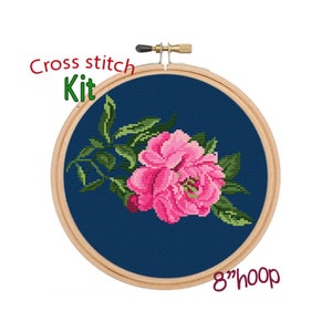 Peony Counted Cross Stitch Kit. Flower Cross Stitch Kit. Cross Stitch. Flowers Cross Stitch. Embroidery Kit.  Peonies Cross Stitch Kit