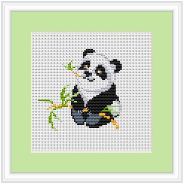 Patrón de punto de cruz contado de panda. Divertido animalito osito gato. Descarga instantánea en PDF. Patrón. Patrón de decoración. Patrón de animales. Imagen para hacer tú mismo.