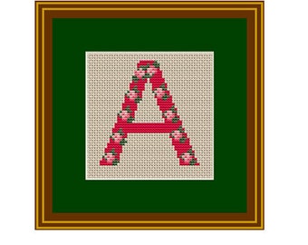 Capital Letter A Counted Cross Stitch Pattern. Instant Download. PDF Pattern. Alphabet Letters.