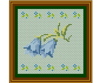 Bellflower PDF Instant Download. Flower Pattern. Forget Me Not Counted Cross Stitch Pattern.