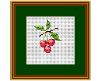 Cherries On Branch PDF Instant Download. Cherries Pattern. Counted Cross Stitch Pattern. Nature. Flower. Cross Stitch Pattern. Wall Decor.